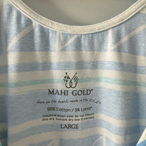 Mahi Gold Short Sleeve Paradise Dress SizeLarge Coastal Light Blue - Picture 3 of 3